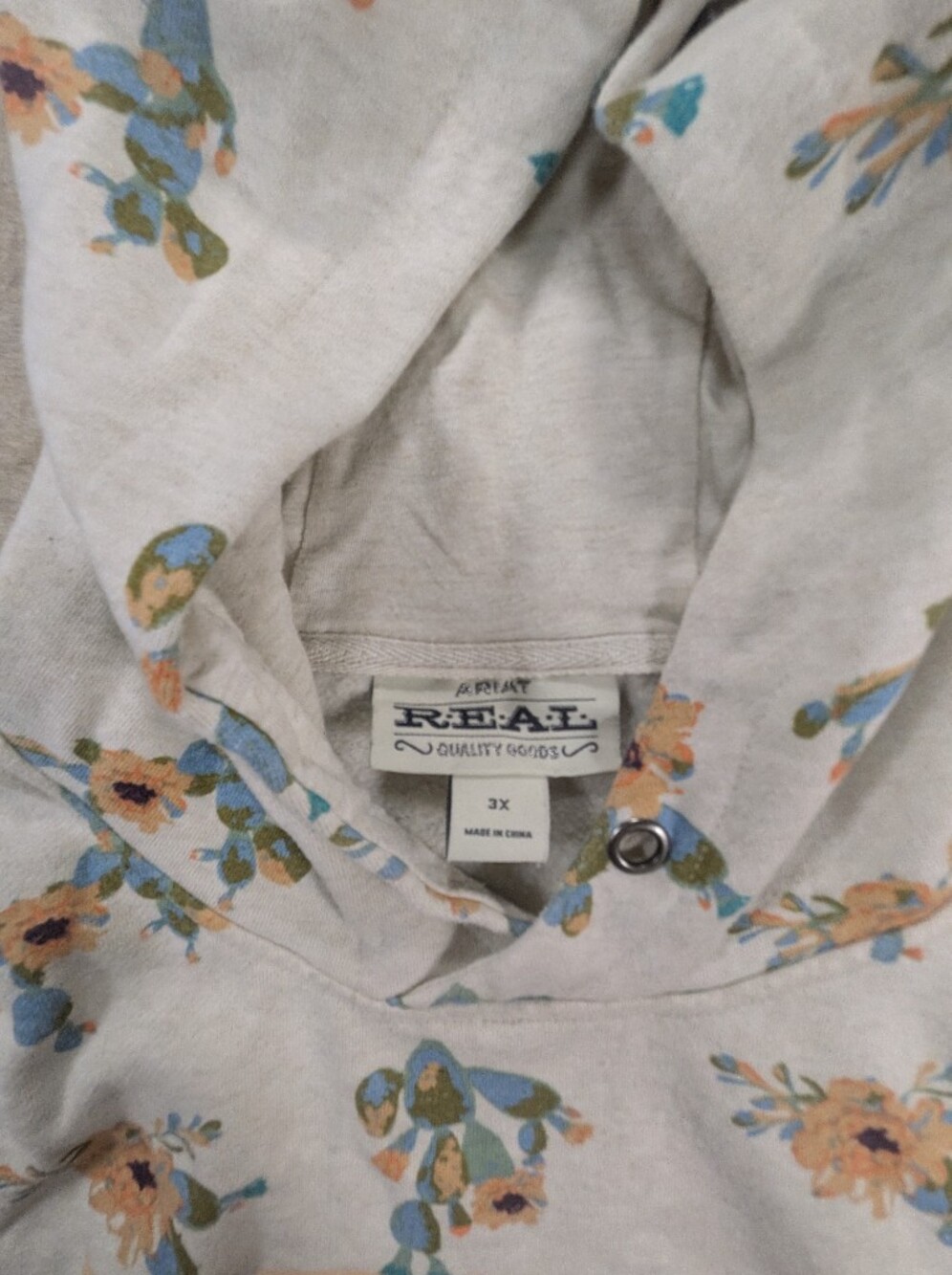 Ariat Floral Logo Hoodie Cream Light Blue Peach Comfortable Sweatshirt Size 3X - Picture 4 of 10